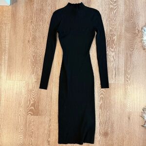 H&M black knit ribbed mock neck maxi dress 
Size XS